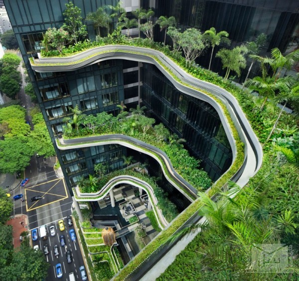 برج سكاي جاردنز أروع فندق بسنغافورة Architetcure-parkroyal-sky-garden-hotel